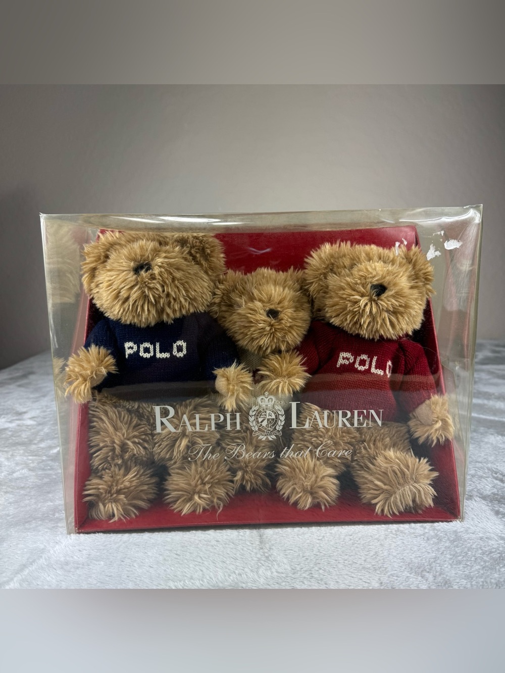 VTG 2002 Ralph Lauren POLO Plush The Bears That Care Red White Blue Sweaters NEW